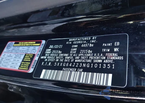 2022 Kia K5 Gt-Line from USA, damaged, VIN 5XXG64J23NG101351